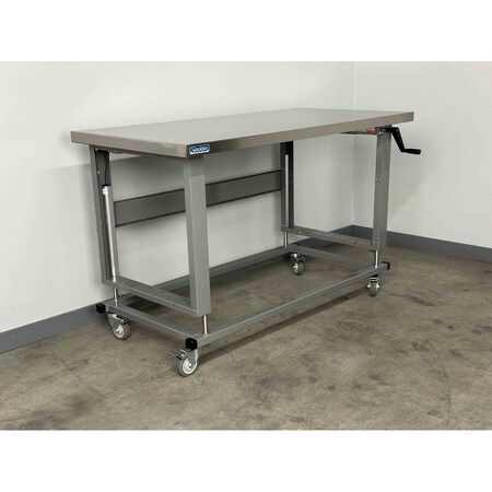Stackbin Workbench, Mobile, Hand, Crank, Lift, Adj. S7230-2500-BL