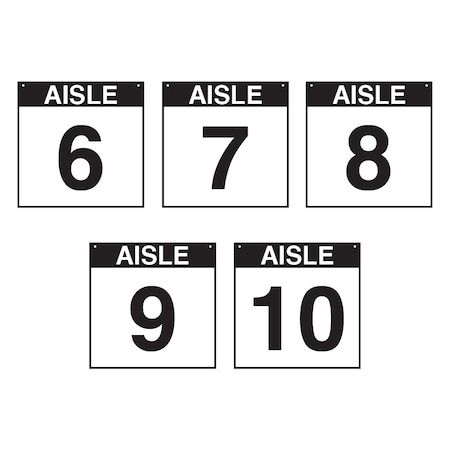 5S Supplies Warehouse Aisle 6-10 Sign - 16in x 16in - DOUBLE - BRKT - PVC AISLE-6-10-16X16-DOUBLE-BRKT