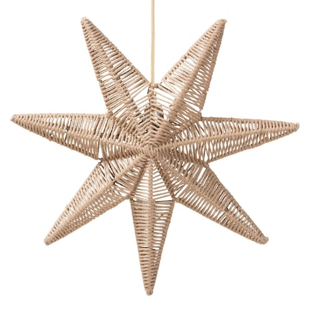 Bali & Pari Idriya Handwoven Jute Pendant Lampshade, Star-Shaped Natural Fiber Light Cover, Boho Lighting Decor 261-14237-ZORO