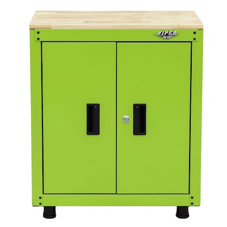 Viper Tool Storage 28-Inch Base Cabinet with Butcher Block Top, Lime Green V2802KBCLG