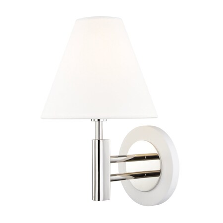 Mitzi Robbie 1 Light Wall Sconce 7.5 In. Polished Nickel/White H264101-PN/WH