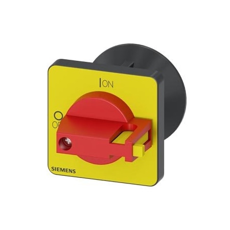 Siemens selector switch, red / yellow 48x48 mm Front plate mounting Central hole 3LD9343-5C