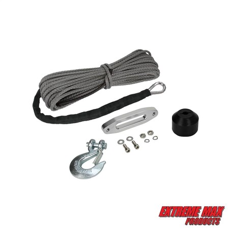 Extreme Max 5600.3103 The Devil's Helper Complete Synthetic ATV Winch Rope Kit - Gray 5600.3103
