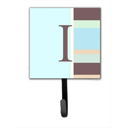 Carolines Treasures Letter I Initial Monogram - Blue Stripes Leash Holder Or Key Hook CJ1003-ISH4