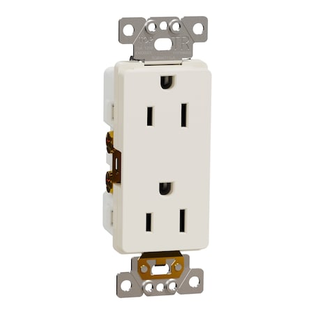 Square D Straight Blade Receptacle, 5-15R, 15 A, 125V AC, 2 Pole, Flush Mount, Self-Grounded SQR44111LA