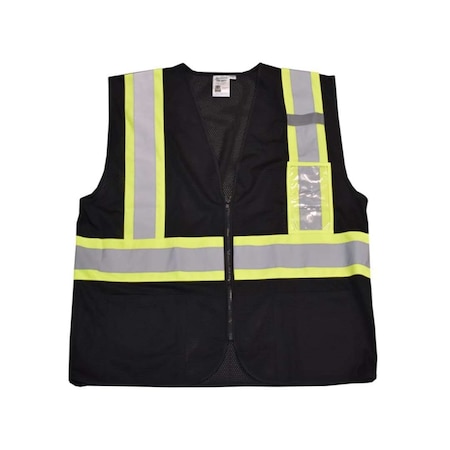 Cor-Brite Safety Shirt, 2 Tone Reflective Tape, Blk VZB242PL