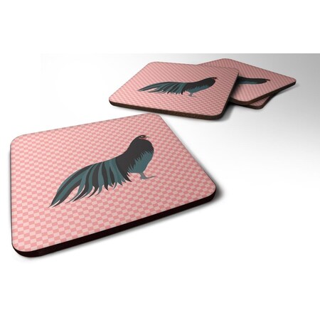 Carolines Treasures Sumatra Chicken Pink Check Foam Coaster, Set of 4 BB7833FC