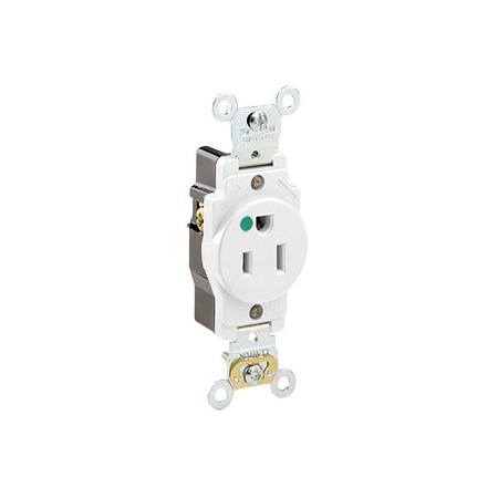 Leviton Extra Heavy Duty Hospital Grade Single Receptacle, 15 Amp, 125 Volt 8210-W