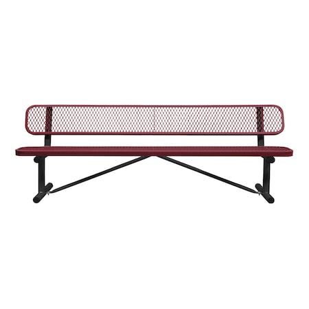 Leisure Craft Portable, Bench with Back, 8ft., Burgundy B8WBP-BURGUNDY