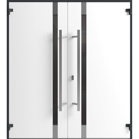 Vdomdoors Front Exterior Prehung Aluminum Double Doors Ronex1011 Grey Mirrored Clear Glass Entry Metal Modern RONEX1011DEXD-GRE-W72xH80-RH-I