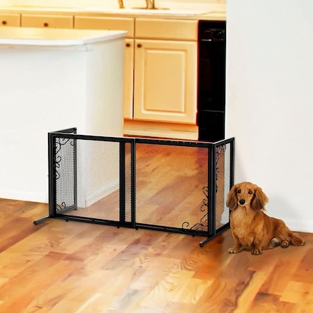 Richell 26-40 x 18 x 20 in. Freestanding Metal Mesh Pet Gate - Antique Bronze - Small 94945