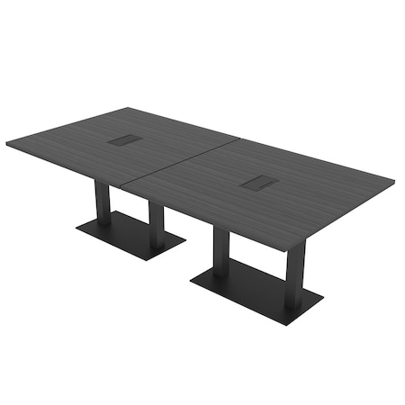 Skutchi Designs Rectangle Conference Table With Power, 48 in W, 96 in L, Grey HAR-REC-48X96-DOU.BK-WA7949-EBLK