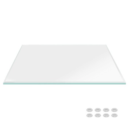Fab Glass And Mirror 20X40in Rectangle Ultra Clear Glass Table Top, Beveled Edge, Low Iron Extra Clear Tempered G LI-20x40REC12THBE