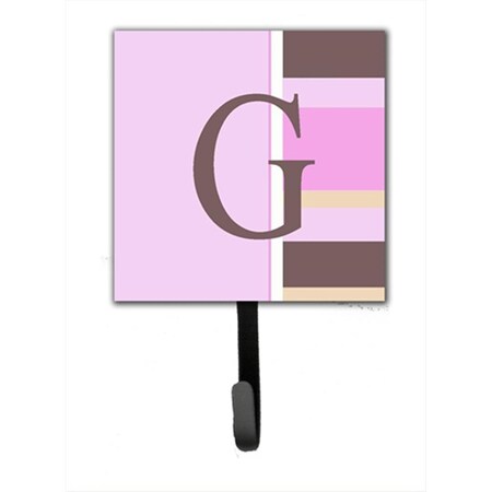 Carolines Treasures Letter G Initial Monogram - Pink Stripes Leash Holder Or Key Hook CJ1005-GSH4