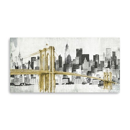 Homeroots Nyc Golden Bridge Skyline Unframed Print Wall Art 399021