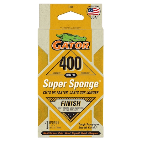 Gator Finishing AlumiNext Sandpaper Super Sponge, 400 Extra Fine Grit 7363