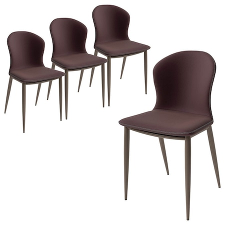 Leisuremod Mosaic Collection Modern Dining Chair in Plum Purple Fabric, 4PK MC44PR4
