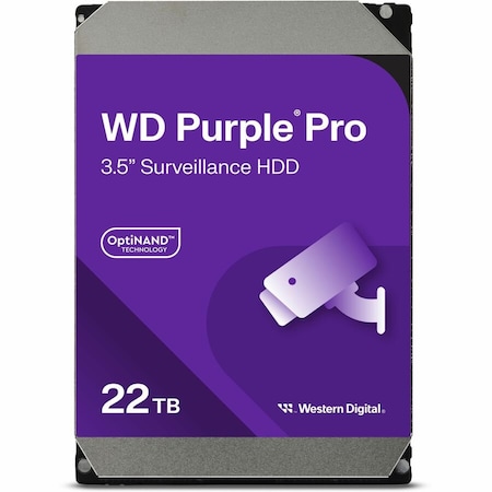 Western Digital WD Purple Pro 22TB Hard Drive, 3.5 in. Internal, SATA/600, Conventional Magnetic Recording Method WD221PURP