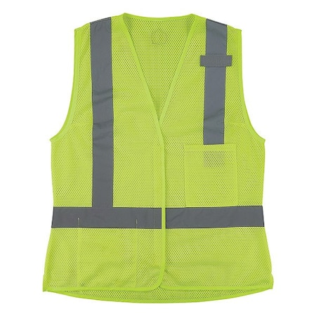 Ergodyne Hi-Vis Vest, L, 28 3/10 " L, Lime, Polyester 22404