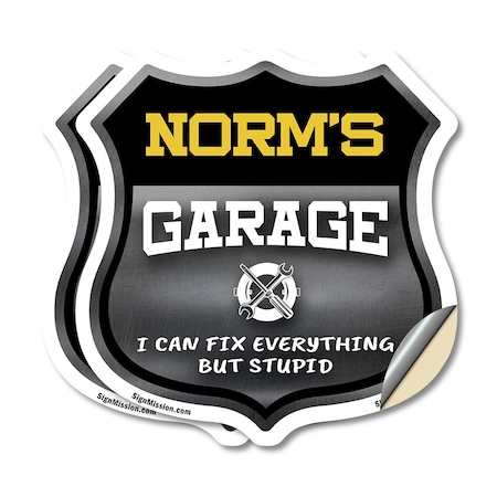 Signmission Norm's Garage I Can Fix Everything But Stupid, 4 inch X 4 inch, Vinyl Decal, 2PK SHI-D-2PACK-4-490-NORM