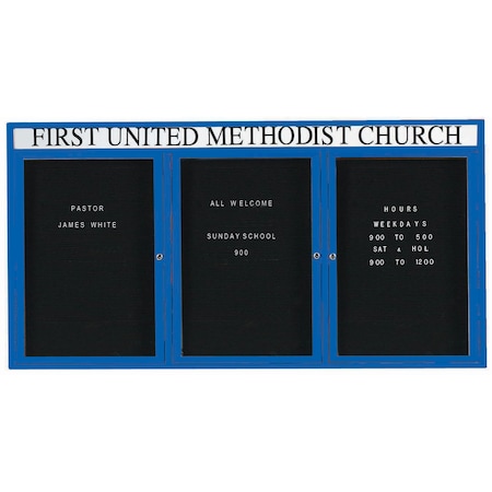 Aarco Outdoor Enclosed Directory w/ Al Frame Header, Powder Coated Blue, 36''Hx72''W OADC3672-3HB