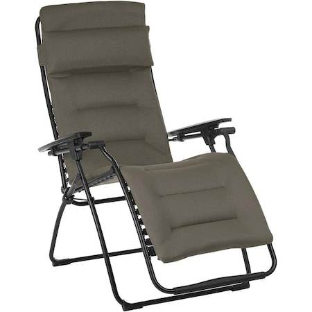 Homeroots 26" Gray Steel Outdoor Zero Gravity Chair with Gray Cushion 320603