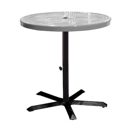 Leisure Craft 36" Round Perforated Pedestal Table, Portable, 40"H, Gray 36TAB40-GRAY