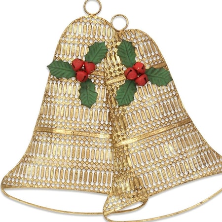 Homeroots 14" X 14" Gold Metal Christmas Bells Hanging Dimensional Sculpture 634368