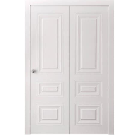 Sartodoors Sliding Closet Bi-fold Doors 48 x 84 inches, BASIC 9233 White, Sturdy Tracks Moldings Trims Hardwa BASIC9233BF-SKIN-4884