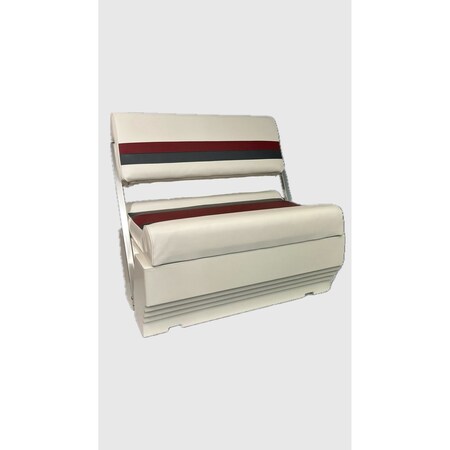 Horizon Mfg Premium Series Pontoon Flip Flop Seat Cushion Set with Base White/Red/Charcoal 3013-3020-AAEC