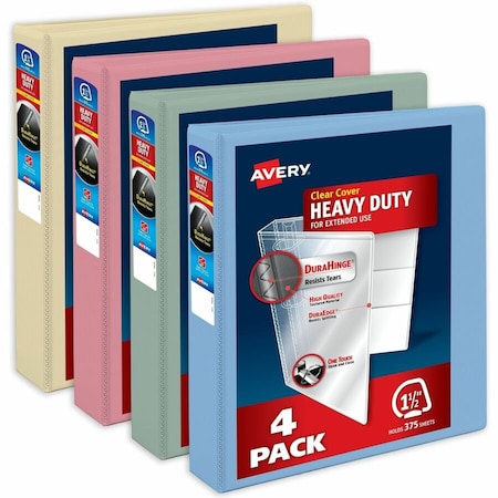 Avery Binder, Assorted Pastel Colors Heavy, PK4 79634