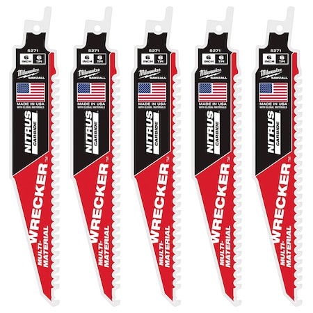 Milwaukee Tool Reciprocating Saw Blade, The Wrecker, 6 in, 6 TPI, Carbide, Multi-Material 48-00-5571