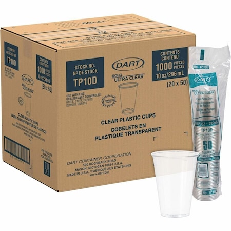 Dart Disposable Cold Cup, 10 oz, Clear, PK50 TP10D