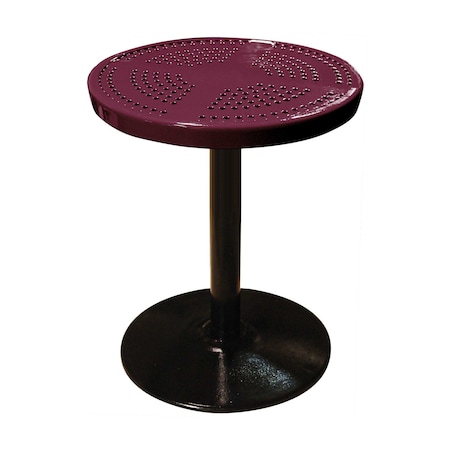 Leisure Craft 24" Round Perforated Pedestal Table, Portable, 30"H, Burgundy 24TAB30-BURGUNDY