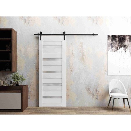 Sartodoors Sturdy Barn Door White Solid Core Modern Interior QUADRO4445BD-B-WS-18