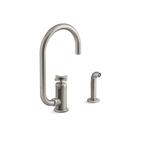 Kohler Billet Single-handle bar sink faucet with two-function extended-reach spout and side sprayer 28675-3-VS