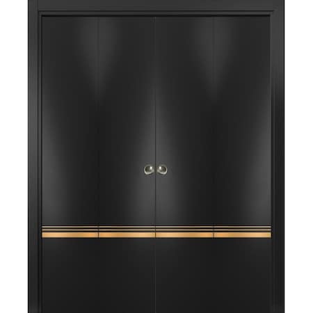 Sartodoors Sliding Closet Double Bi-fold Doors Planum 2010 Black Solid Core Modern Interior PLANUM2010DBF-BLK-96 x 96 (4* 24x96)