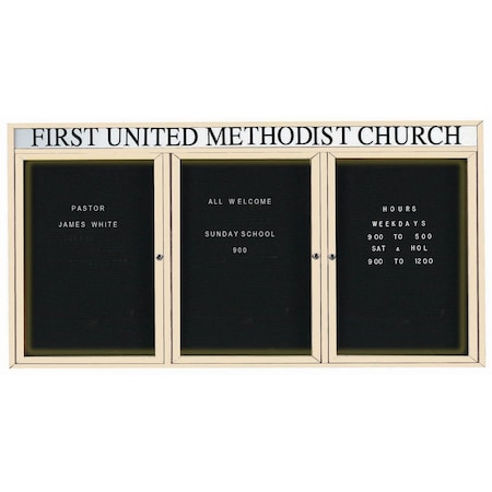Aarco Illuminated Outdoor Enclosed Directory w/ Al Frame Header, Powder Coated Ivory, 48''Hx96''W OADC4896-3HIIV