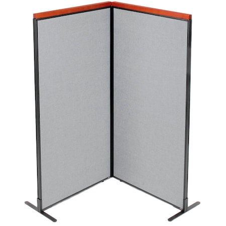 Global Industrial Interion Deluxe Freestanding 2-Panel Corner Room Divider, 36-1/4"W x 73-1/2"H Panels, Gray 695074GY