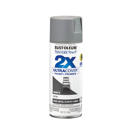 Rust-Oleum Spray Paint, Granite, Satin, Solvent, 12 Oz 334069