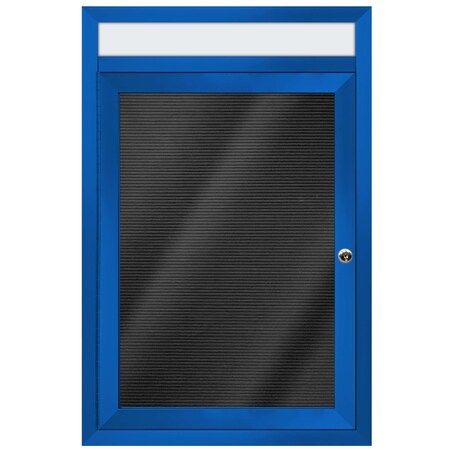 Aarco Enclosed Letter Board Directory w/ Powder Coated Blue Aluminum Frame and Header, 24''Hx18''W, 1 Door ADC2418HB