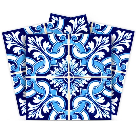 Homeroots 12" X 12" Blue Bali Removable Peel and Stick Tiles 555975