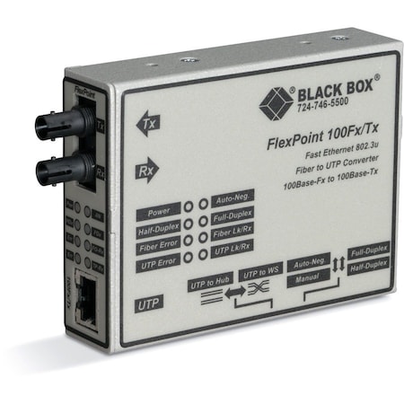 Black Box FAST ETHERNET (100-MBPS) MEDIA CONVERTER - 100-MBPS COPPER TO 100-MBPS SINGLEMOD LMC213A-SMSC-R2