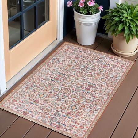 Homeroots 3' X 5' Black and Red Floral Handmade Indoor Outdoor Area Rug 557194