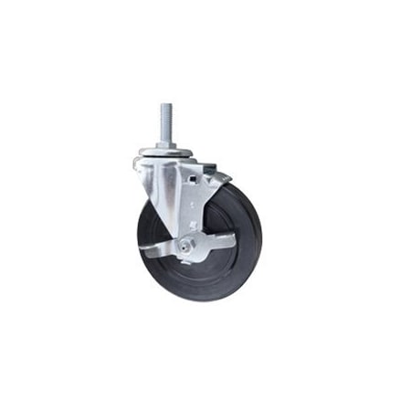 Service Caster 5 Inch Hard Rubber Wheel Swivel 1/2 Inch Threaded Stem Caster with Brake SCC SCC-TS20S514-HRS-TLB-121315