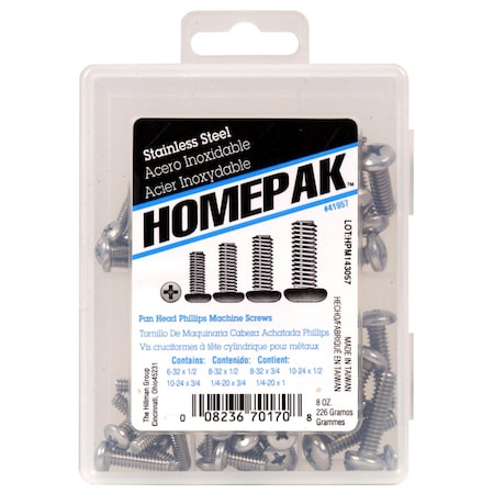 Hillman Assorted in. X Assorted in. L Phillips Pan Head Stainless Steel Machine Screw Kit 41957