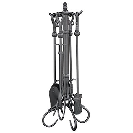 Uniflame 5 Piece Olde World Iron Fireset with Heavy Crook Handles F-1174