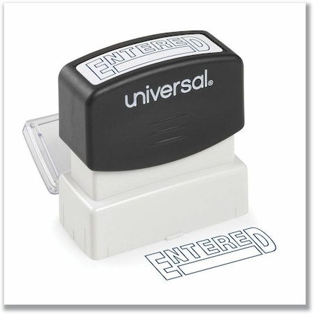 Universal Message Stamp, ENTERED, Pre-Inked/Re-Inkable, Blue UNV10052***