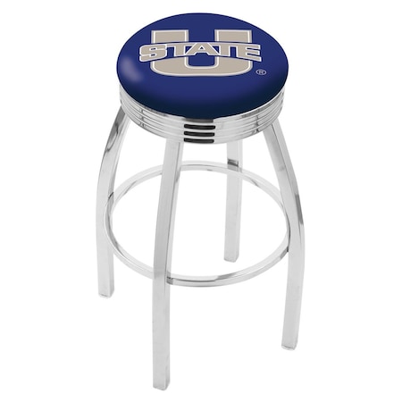 Holland Bar Stool Co 25" Chrome Utah State Swivel Bar Stool, Accent Ring L8C3C25UtahSt