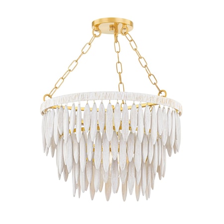 Mitzi Tiffany 1 Light Pendant 38 In. Aged Brass/Textured Cream H805701-AGB